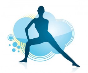 Fitness dance blue silhouette vector material 08