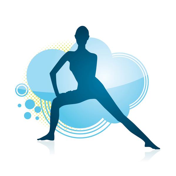 Fitness dance blue silhouette vector material 08