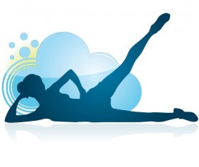 Fitness dance blue silhouette vector material 11