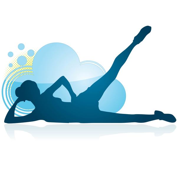 Fitness dance blue silhouette vector material 11