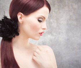 Flower in the womens hair Stock Photo 06