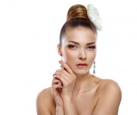 Flower in the womens hair Stock Photo 08