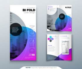 Fold brochure with flyer cover template vector 01