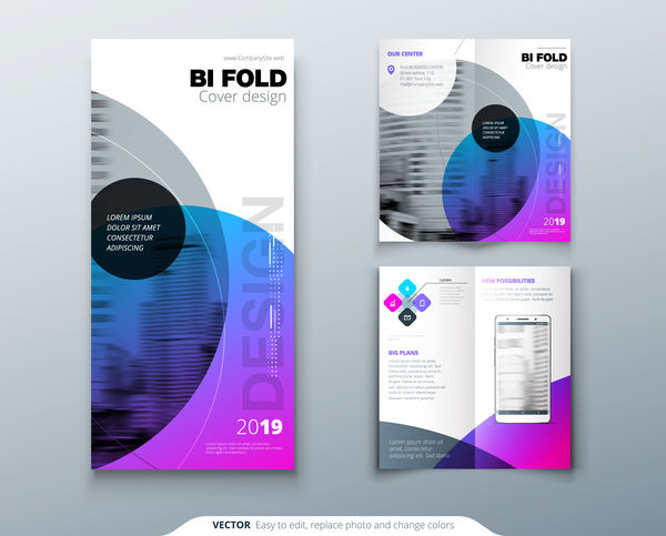 Fold brochure with flyer cover template vector 01