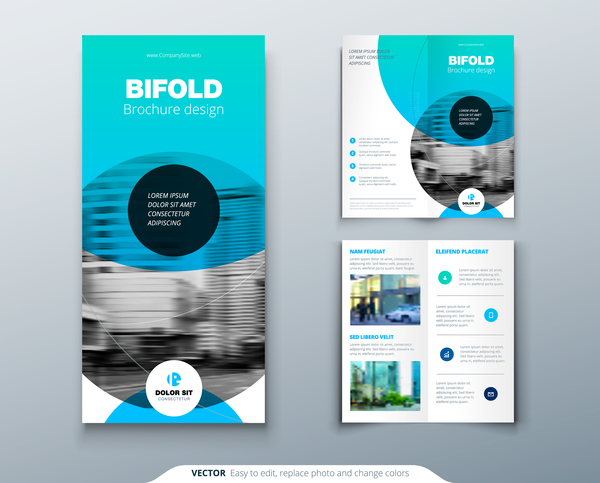Fold brochure with flyer cover template vector 02