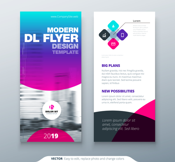 Fold brochure with flyer cover template vector 03