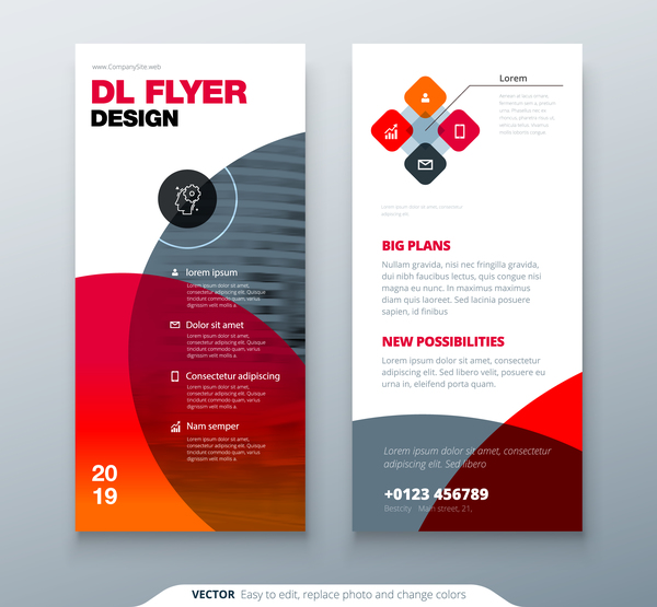 Fold brochure with flyer cover template vector 04