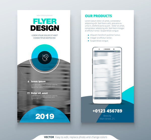 Fold brochure with flyer cover template vector 05