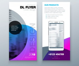 Fold brochure with flyer cover template vector 06