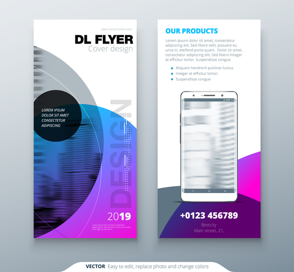 Fold brochure with flyer cover template vector 06