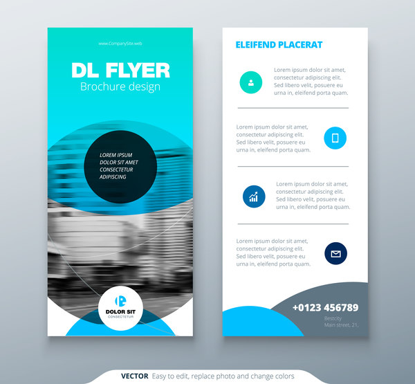 Fold brochure with flyer cover template vector 07