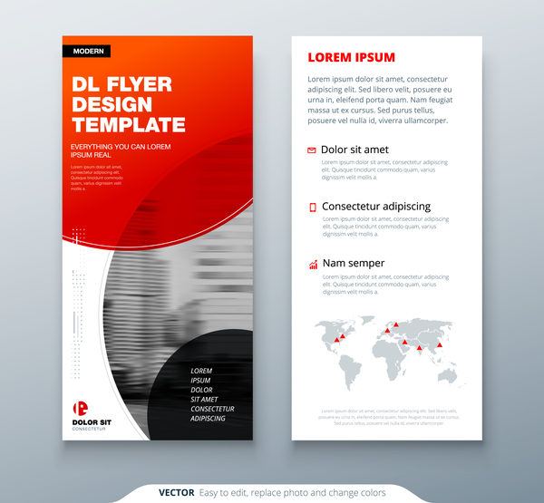 Fold brochure with flyer cover template vector 09
