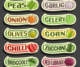 Food sticker banner vector 06