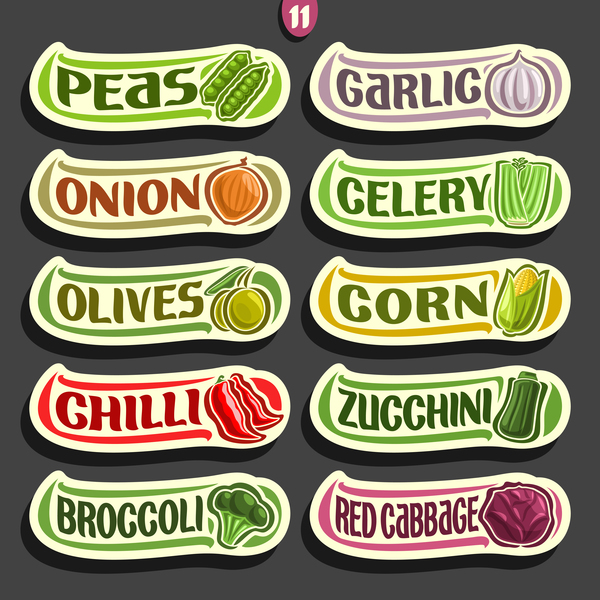 Food sticker banner vector 06