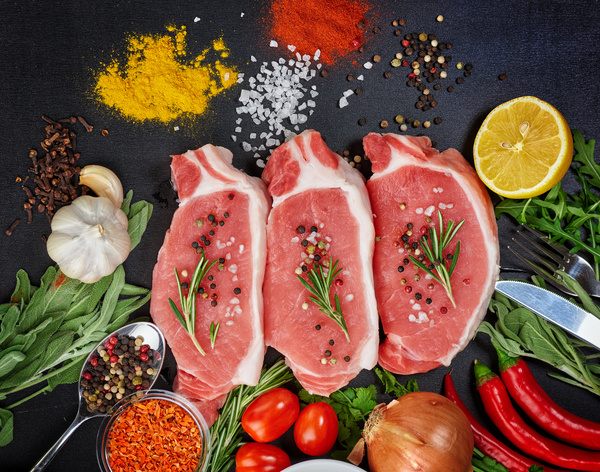Fresh Red meat and spices Stock Photo 05