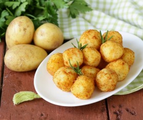 Fried potato balls Stock Photo 02