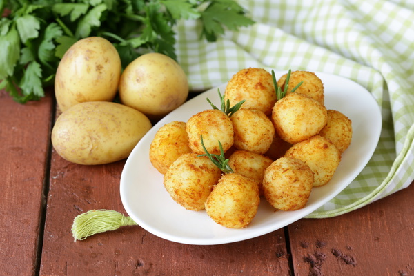 Fried potato balls Stock Photo 02