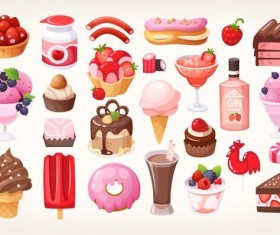 Fruit chocolate desserts vector illustration