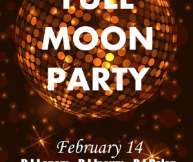 Full moon party flyer with poster template vector 01