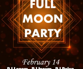 Full moon party flyer with poster template vector 02