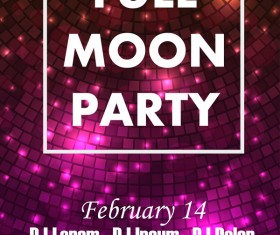 Full moon party flyer with poster template vector 04