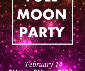 Full moon party flyer with poster template vector 05