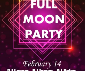 Full moon party flyer with poster template vector 06