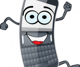 Funny cartoon mobile phone vector 01