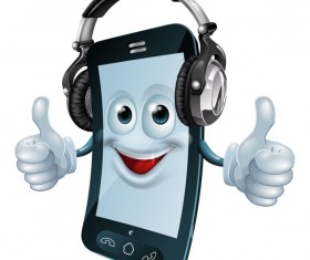 Funny cartoon mobile phone vector 04