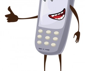 Funny cartoon mobile phone vector 05