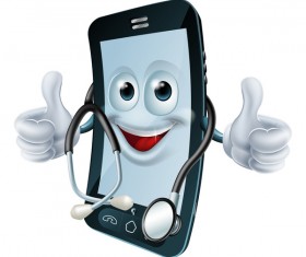 Funny cartoon mobile phone vector 06