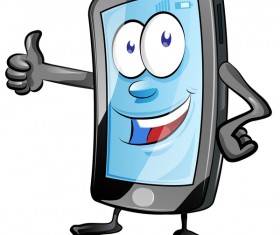 Funny cartoon mobile phone vector 08