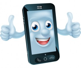 Funny cartoon mobile phone vector 09