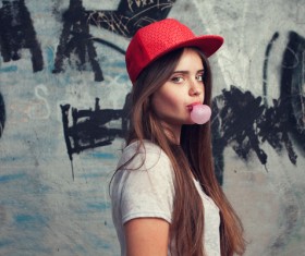 Girl blowing bubbles Stock Photo