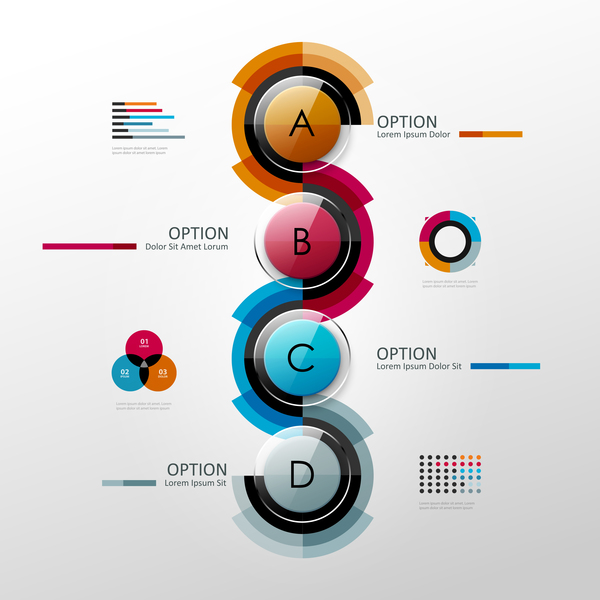Glass cricles option infographic vector 01