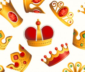 Golden crowns seamless pattern vector