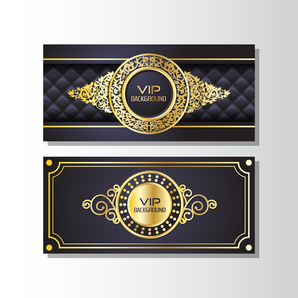 Golden luxury VIP card template vector 01
