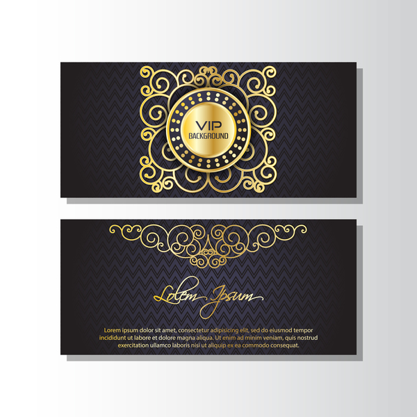 Golden luxury VIP card template vector 03