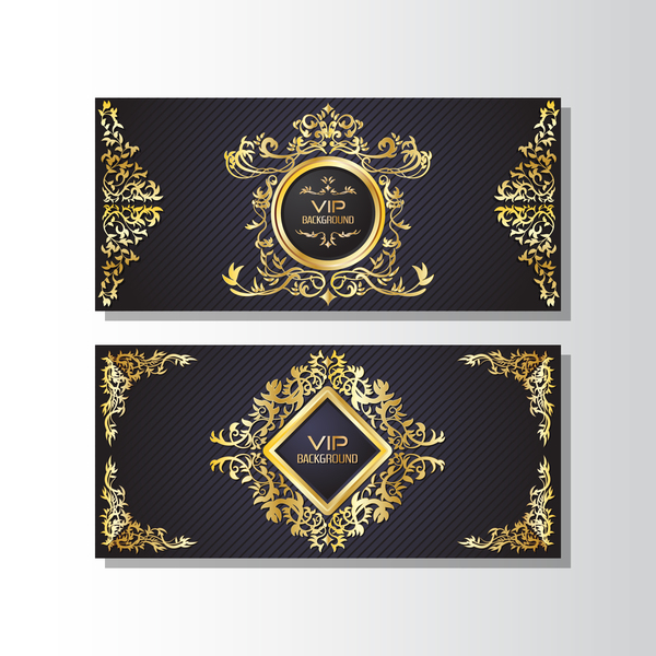 Golden luxury VIP card template vector 04