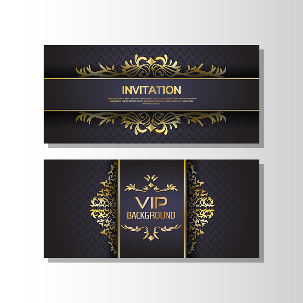 Golden luxury VIP card template vector 05
