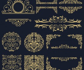 Golden ornaments design vector set