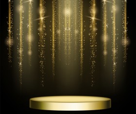 Golden stage with light curtain background vector 01