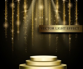 Golden stage with light curtain background vector 02