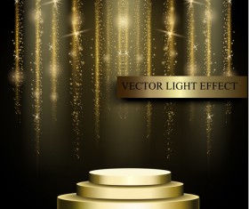 Golden stage with light curtain background vector 03