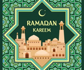 Green ramadan card template vecrtor