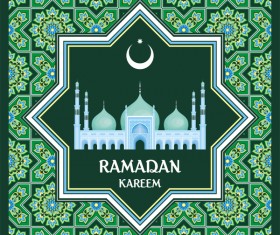 Green ramadan greeting card vector 01