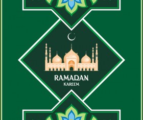 Green ramadan greeting card vector 02