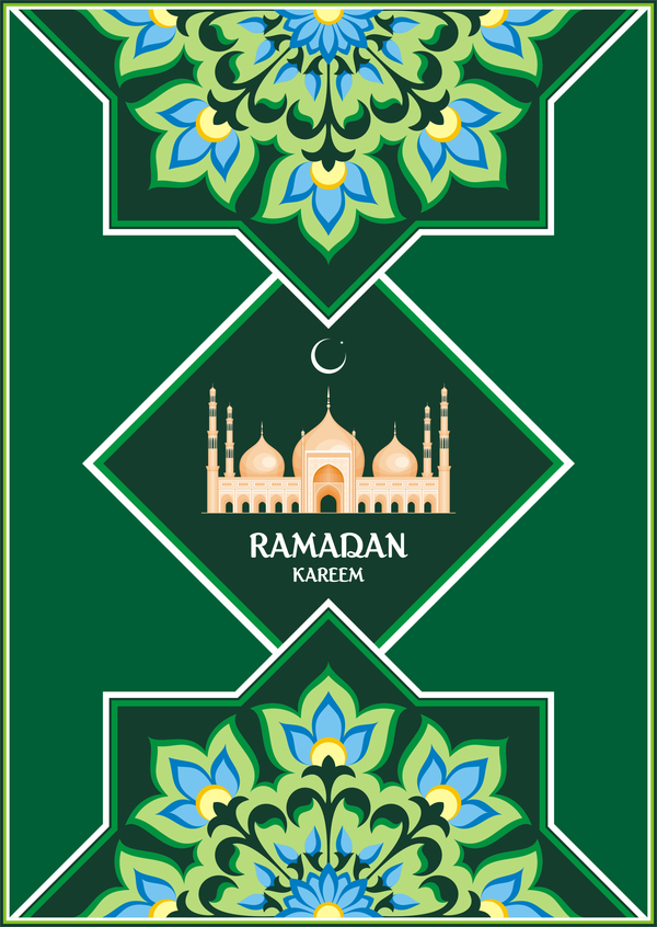 Green ramadan greeting card vector 02