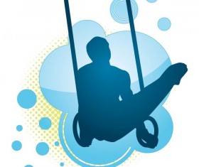 Gymnastics blue silhouette vector material 03