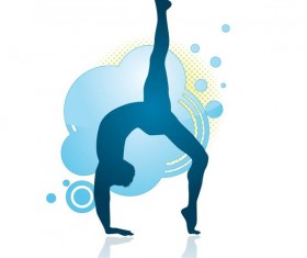 Gymnastics blue silhouette vector material 04